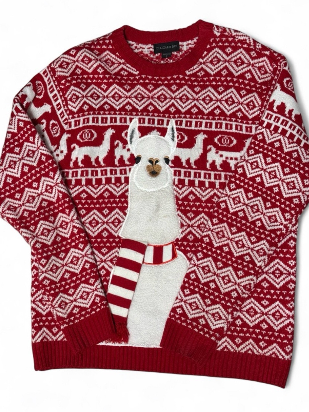 Men’s Blizzard Bay Red & White Llama Christmas Sweater